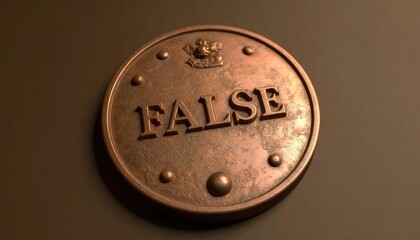  Realistic Antique Brass Sign with the Word False