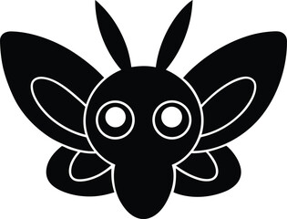 Adorable Cartoon Moth Illustration Big Eyes, Cute Wings