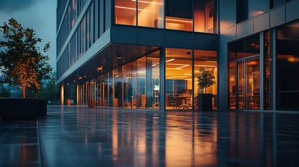 Modern Office Building at Night