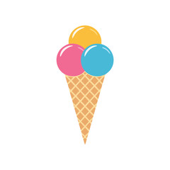 Three scoop ice cream cone sweet treat summer dessert