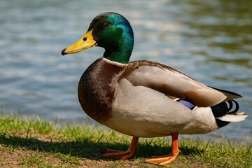 Colorful mallard duck standing
