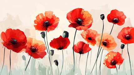 Obraz premium Vibrant Abstract Poppies in a Colorful Vector Design