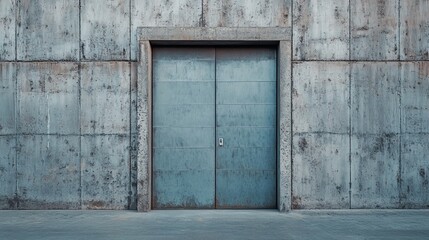 Gray Steel Door Against a Concrete Wall Creates Modern Backdrop
