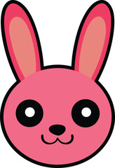 Adorable Pink Bunny Rabbit Illustration Cute Cartoon Animal Design