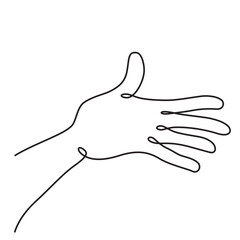手のシンプルなラインアート　A　黒