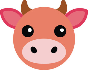 Adorable Cartoon Cow Face Simple, Cute, and Fun Illustration