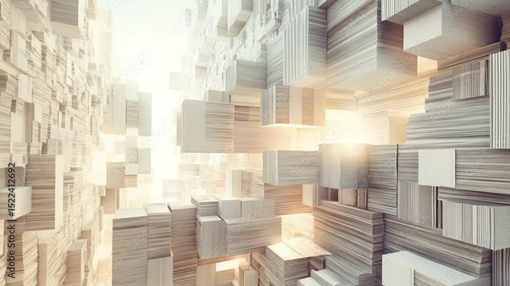 Aufkleber abstract 3d blocks formation: modern architectural visualization background
