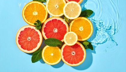fruit slice with splash water at studio photo