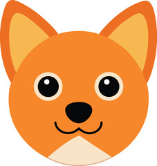 Adorable Orange Fox Face Cartoon Illustration, Cute Animal Design
