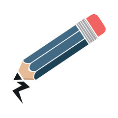 Blue pencil with eraser drawing a lightning bolt