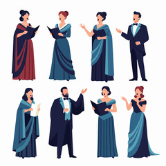 Choir singers perform opera in formal attire