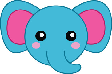 Adorable Blue Elephant Illustration Cute Cartoon Animal Design