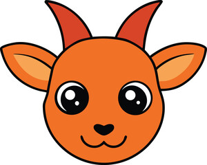 Adorable Orange Goat Illustration Cute Cartoon Animal Design