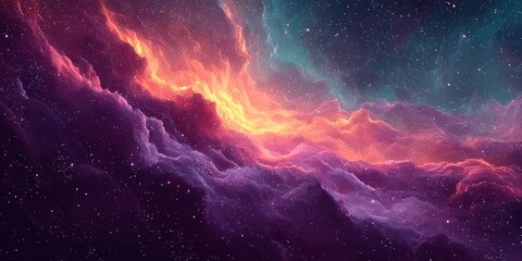 Fototapeta premium Fiery Nebula Explosion with Vivid Magenta and Teal Colors, Dramatic Interstellar Background