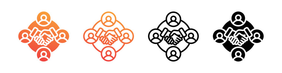Collaboration Multi Style Icon Set Vector 