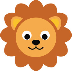 Adorable Cartoon Lion Face A Cute Illustration of a Majestic King