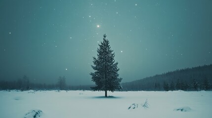Starlit night over snowy mountains with glowing valley and a sky full of stars in the late evening near a tranquil village