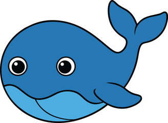 Adorable Cartoon Whale Illustration Ocean Animal Clipart
