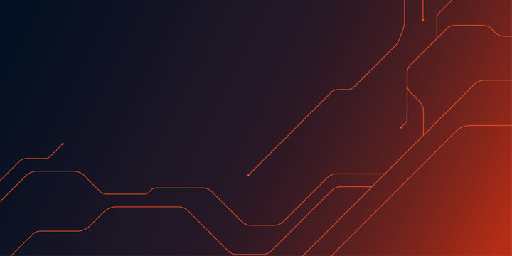 Modern minimalist simple futuristic blue and orange background with circuit lines, technology banner background