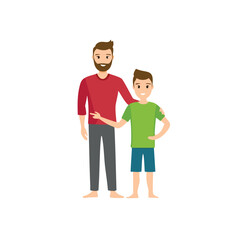 Father and son happy family together cartoon illustration