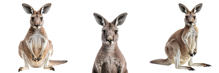 Fototapeta premium Kangaroo isolated on transparent background, PNG set