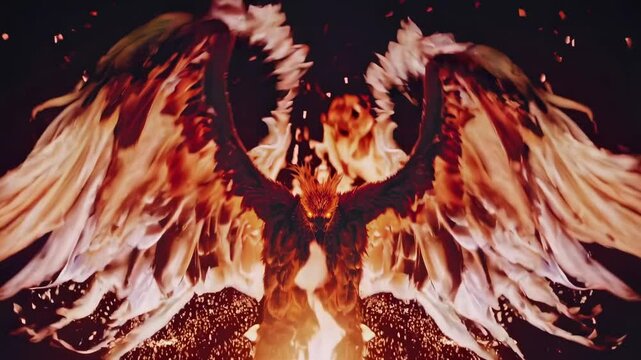 Majestic Phoenix in Fiery Loop Animation