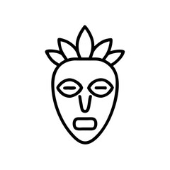 Obraz premium Tribal mask illustration in minimalistic line art style 