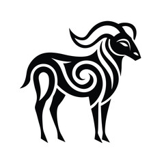 Tribal tattoo style sheep in abstract line art Vector illustration