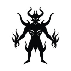 Fototapeta premium Demonic creature with rising flames Vector illustration