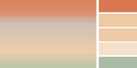 Obraz premium Soft mint green and light brown terracotta beige gradient background with color palette.eps10