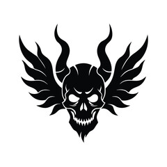 Flaming skull with wings tribal style Vector illustration