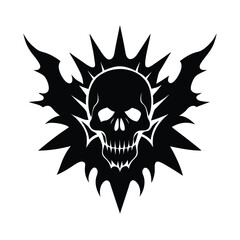 Cursed skull with tribal flame design Vector illustration