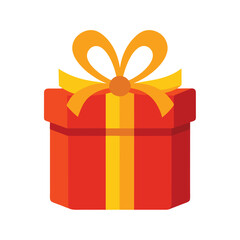 Wrapped gift box with ribbon clipart Vector illustration