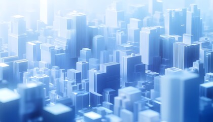 Abstract cityscape composed of geometric shapes.