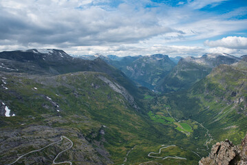 Paorama Aussicht in den Geiranger Fjord Norwegen
