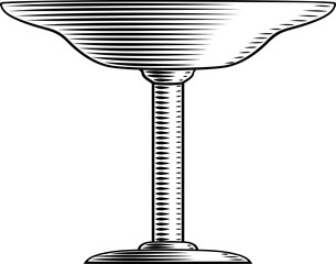 A chalice or Holy grail, perhaps a communion cup or ancient Roman wine goblet in a woodcut vintage style