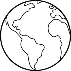 earth science globe icon line art vector illustration on transparent background
