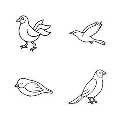 Fototapeta premium Crossbill bird line art set for forest bird and wildlife designs vector illustration.