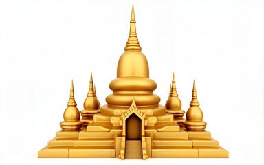 3D icon of a golden temple in Thailand. High quality