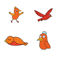 Fototapeta premium Crossbill bird set for woodland themed graphics and nature designs vector illustration.