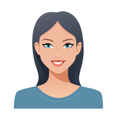 Fototapeta premium Flat Vector. Portrait of only one Woman. Simple Background.