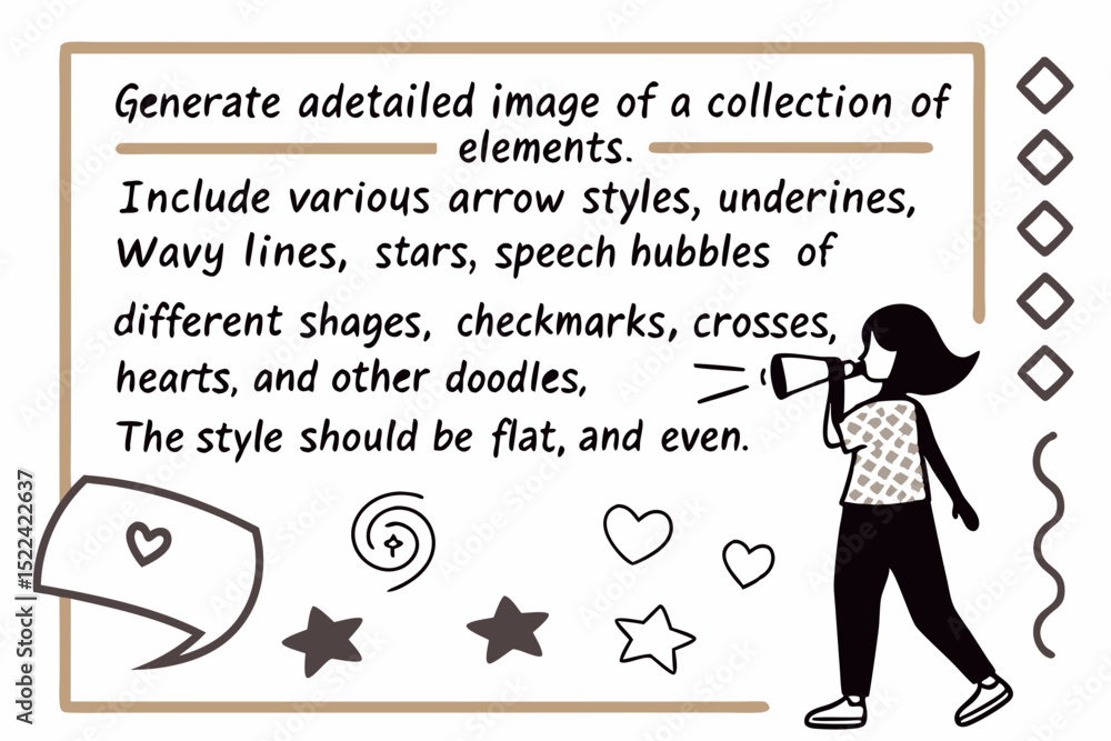 Poster illustration featuring a collection of doodles and elements with a flat design suitable for design p
