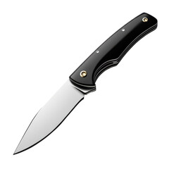 Obraz premium Polished Pocket Knife with Black Handle Shiny Blade Collecting Hunting on transparent background