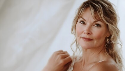 Naklejka premium Close-up portrait of a woman with elegant hair and makeup.
