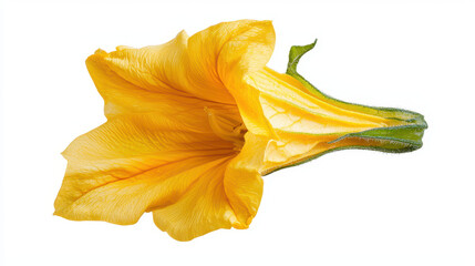 Fototapeta premium Vibrant yellow flower with delicate petals and green stem, showcasing its natural beauty and intricate details. This stunning bloom captures