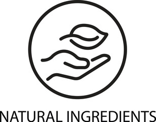 Natural ingredients hand leaf vector icon for organic products and eco friendly business branding design