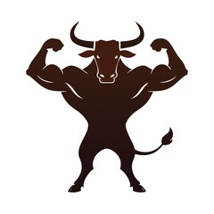 Muscular bull strong animal fitness power