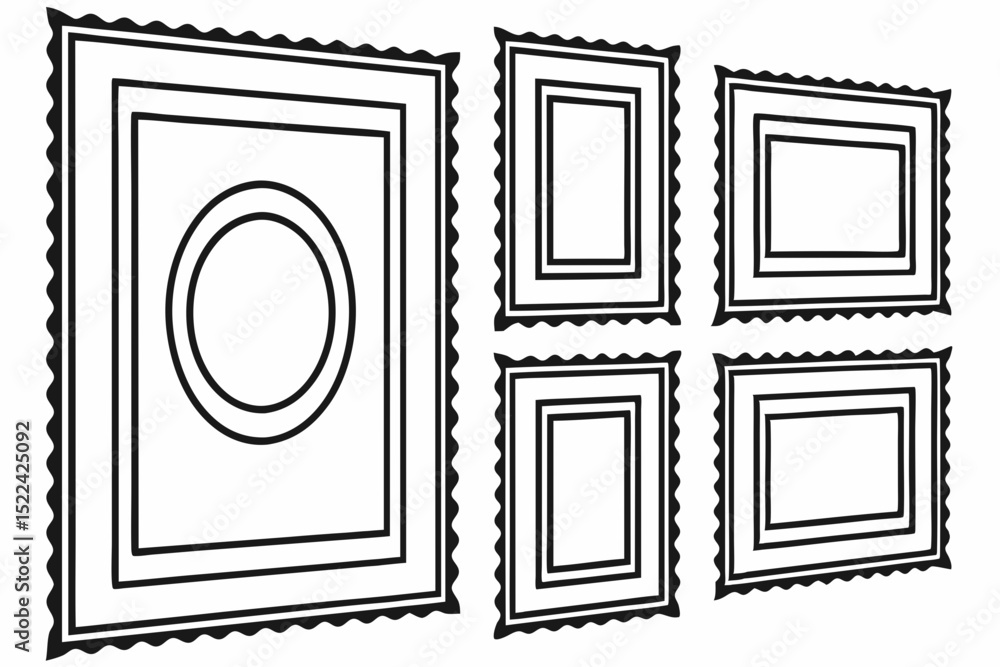 Poster artistic collection of minimalist black and white frames with transparency, perfect for abstract des