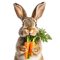 Obraz premium PNG Cute Rabbit Eating Carrots Farm Animal Easter Bunny Pet Vegetable Healthy Diet Wildlife Nature Photography against transparent Background