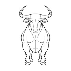 Powerful bull line art strong animal illustration